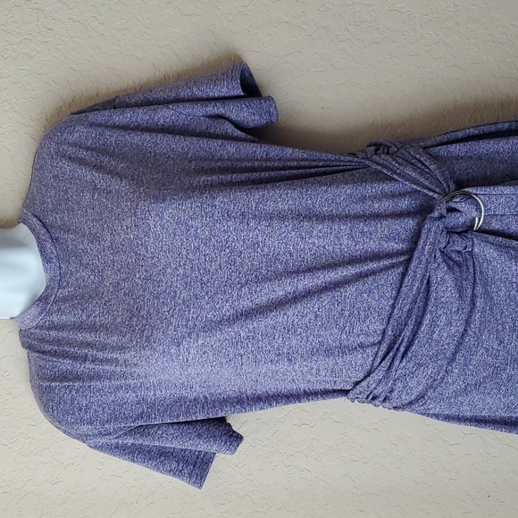 4/$30 **light blue and black heather pattern dress with cinch tie waist … - Picture 3 of 9